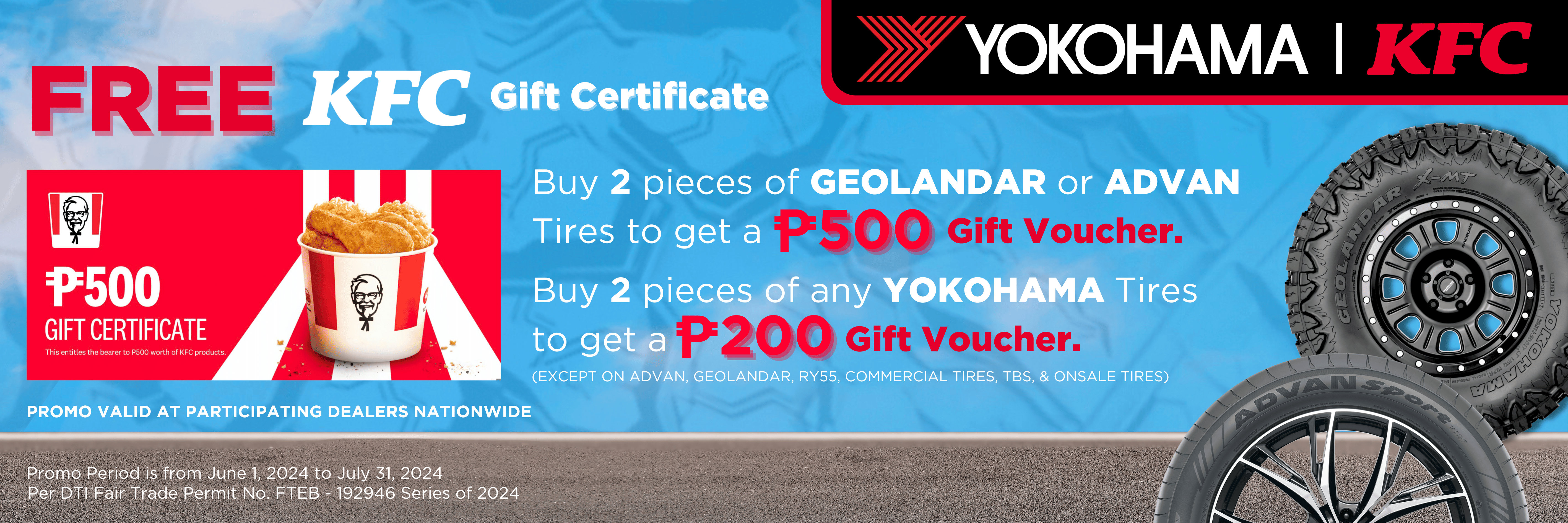 Whether you're hitting the road or hitting the drive-thru, Yokohama Philippines and KFC got the perfect combo for you! 🚗🍗
